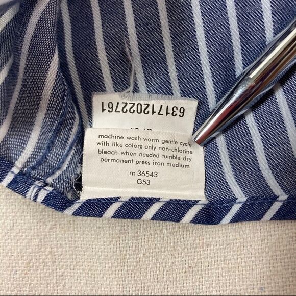 Chaps Mens Striped Twill No Wrinkle Button Down Long Sleeve Shirt Large 16/16.5 - Picture 7 of 11